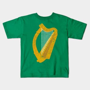 Irish Harp Flag - Vintage Look Design Kids T-Shirt